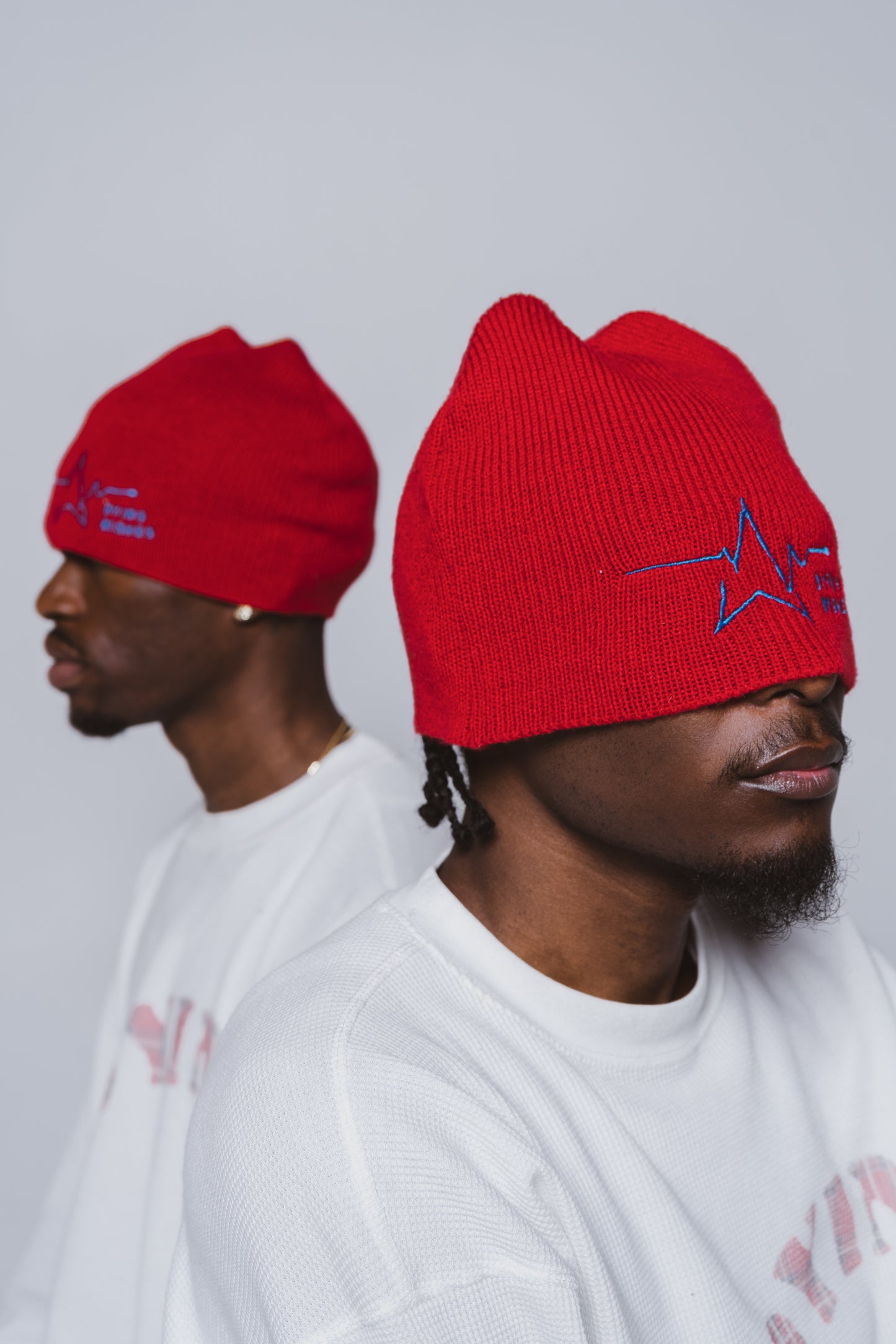 Red staple beanie